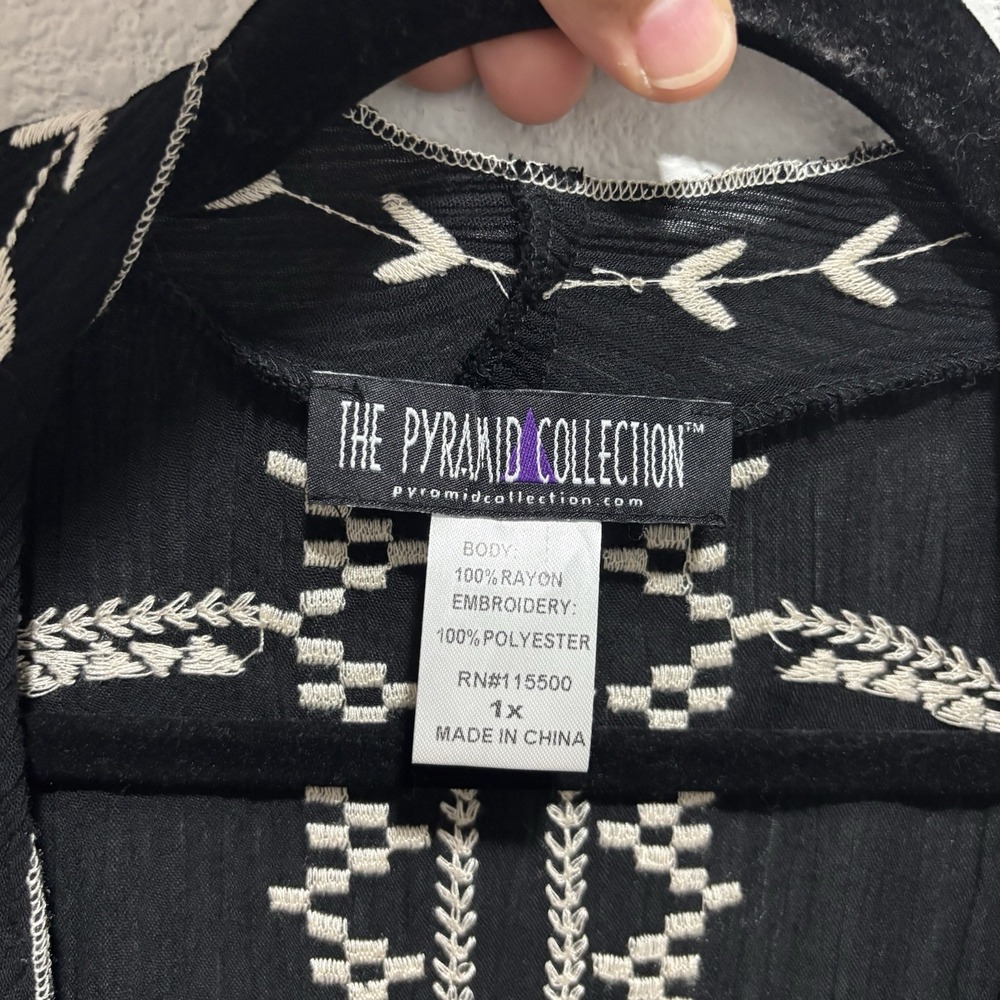 The Pyramid Collection Cardigan Kimono Jacket 1x Embroidered Pockets Bohemian - Picture 7 of 13
